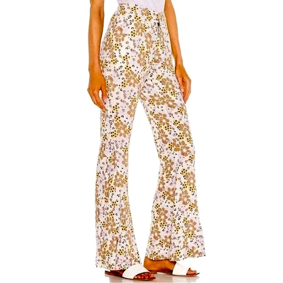 Free People Floral Flare Boho Pants Sz. Small - Picture 7 of 10